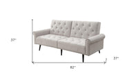 82" Beige Velvet Convertible Futon Sleeper Sofa With Black Legs