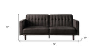 79" Dark Brown Velvet Sleeper Sofa With Black Legs