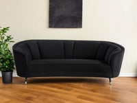 92" Black Velvet Sofa