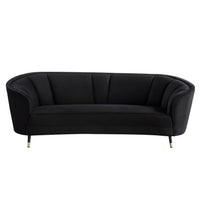 92" Black Velvet Sofa