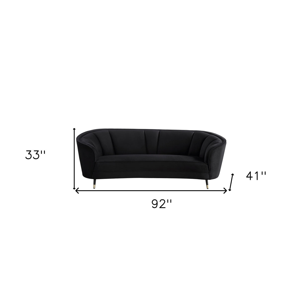 92" Black Velvet Sofa