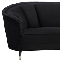 92" Black Velvet Sofa