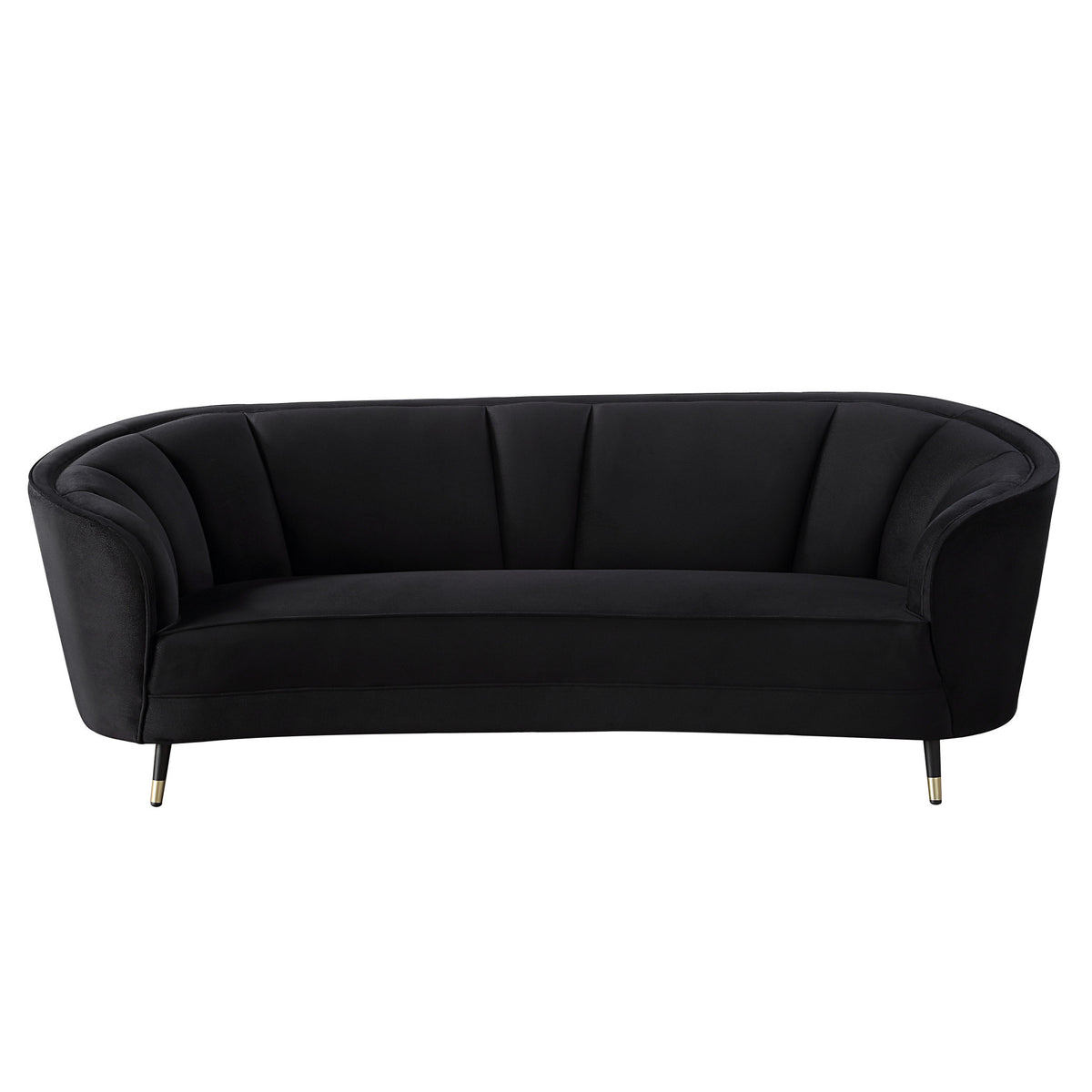 92" Black Velvet Sofa