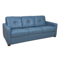 81" Blue Leather Sleeper Sofa With Black Legs