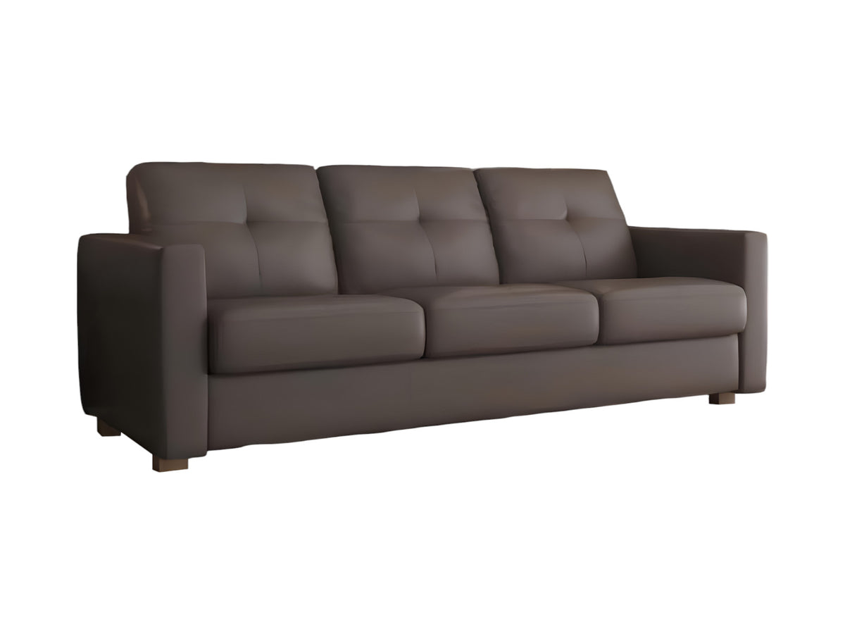 81" Taupe Leather Sleeper Sofa With Black Legs