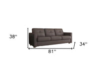 81" Taupe Leather Sleeper Sofa With Black Legs