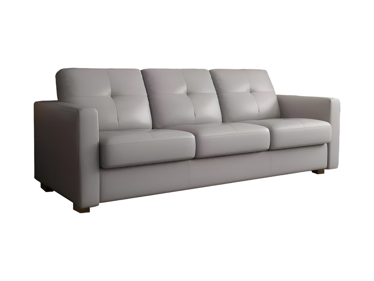 81" Gray Leather Sleeper Sofa With Black Legs