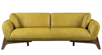 90" Mustard Leather Sofa With Black Legs