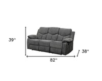 82" Gray Chenille Reclining Sofa With Black Legs