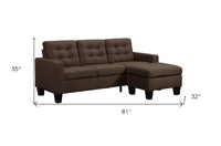 81" Brown Linen Sofa With Black Legs