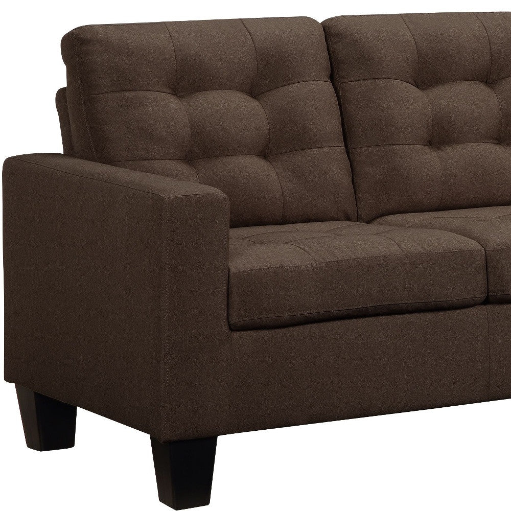 81" Brown Linen Sofa With Black Legs