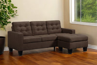 81" Brown Linen Sofa With Black Legs