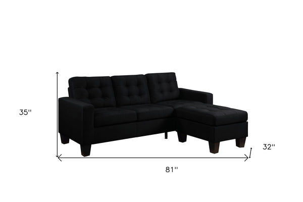 81" Black Linen Sofa