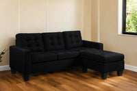 81" Black Linen Sofa