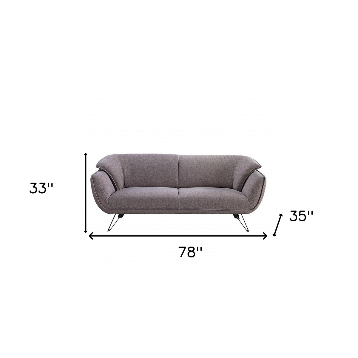 78" Gray Linen Sofa With Black Legs