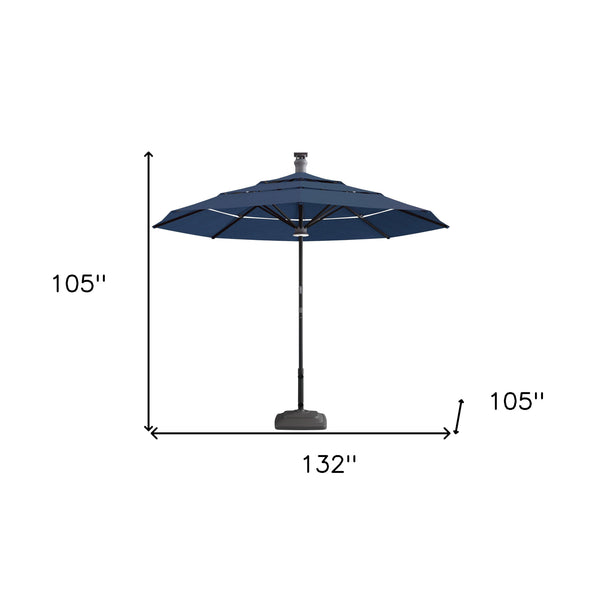 11' Blue Sunbrella Octagonal Lighted Smart Market Patio Umbrella