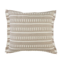 20" Blue and White Striped Indoor Outdoor Throw Pillow With Fringe