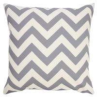 14" X 20" Gray Zippered Chevron Indoor Outdoor Throw Pillow