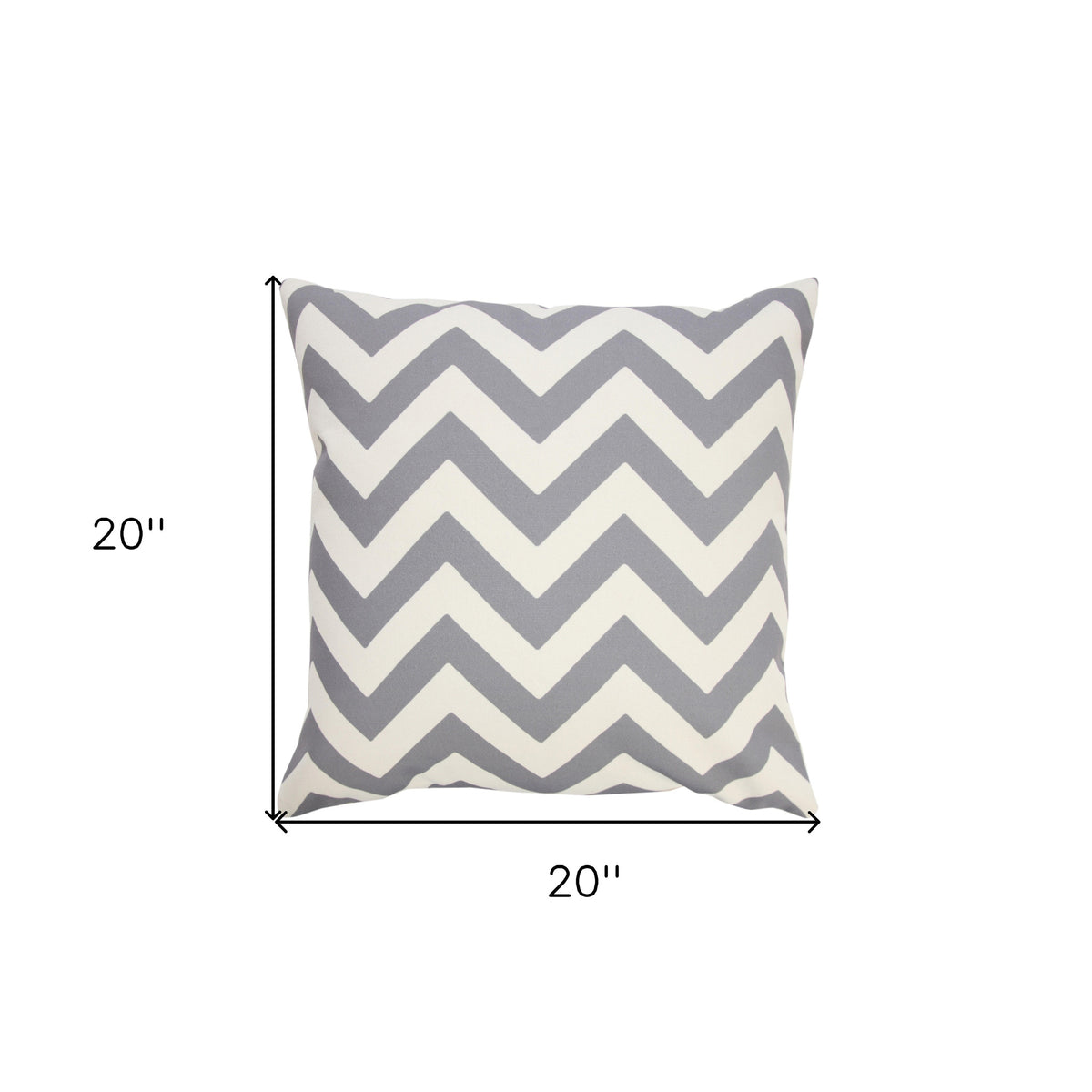 14" X 20" Gray Zippered Chevron Indoor Outdoor Throw Pillow