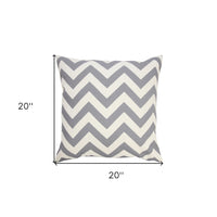 14" X 20" Gray Zippered Chevron Indoor Outdoor Throw Pillow