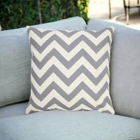 14" X 20" Gray Zippered Chevron Indoor Outdoor Throw Pillow