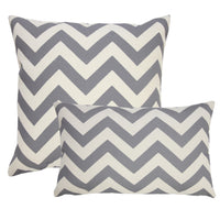 14" X 20" Gray Zippered Chevron Indoor Outdoor Throw Pillow