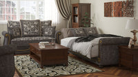 95" Gray Chenille Paisley Sleeper Sofa And Toss Pillows