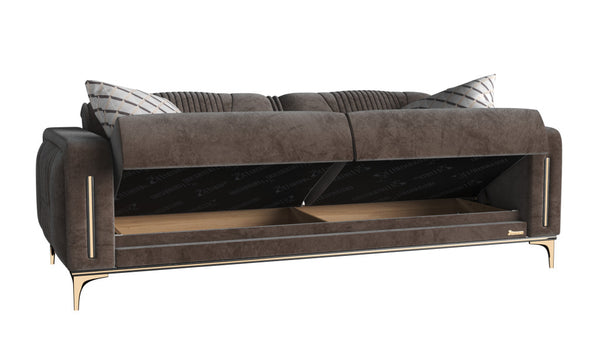 85" Brown Microfiber Sleeper Sofa And Toss Pillows