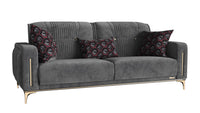 85" Gray Microfiber Sleeper Sofa And Toss Pillows