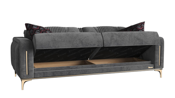 85" Gray Microfiber Sleeper Sofa And Toss Pillows