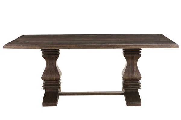 76" Dark Brown Solid Wood Dining Table