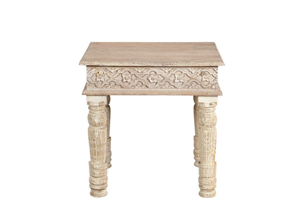 24" White Solid Wood Square End Table