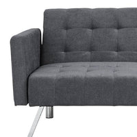 75" Dark Gray Linen Sleeper Sofa With Silver Legs