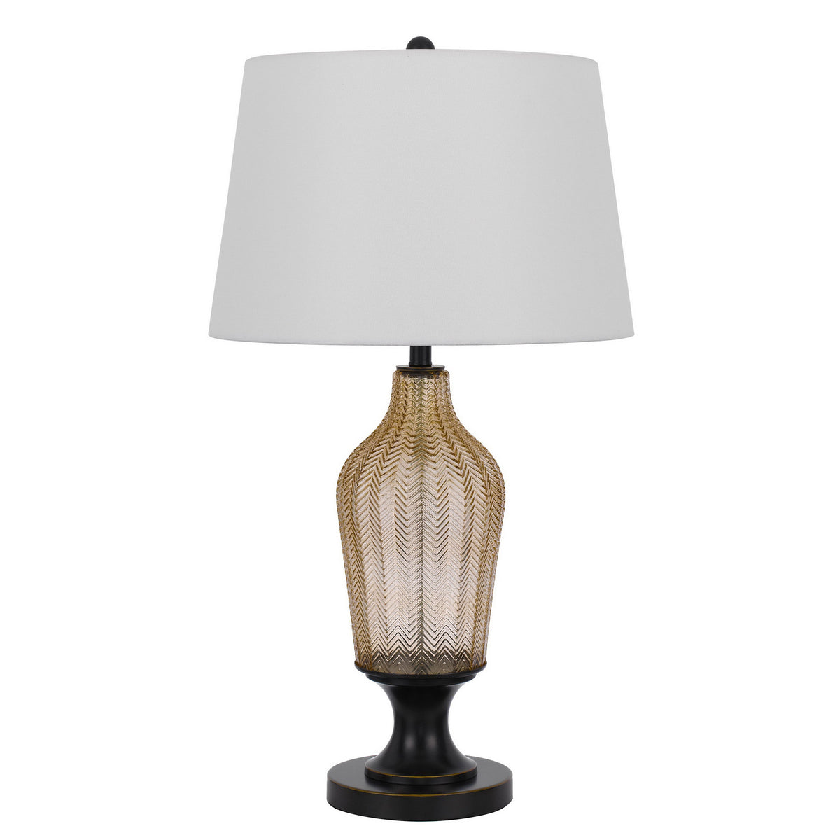 31" Bronze Glass Table Lamp With White Empire Shade