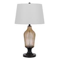 31" Bronze Glass Table Lamp With White Empire Shade