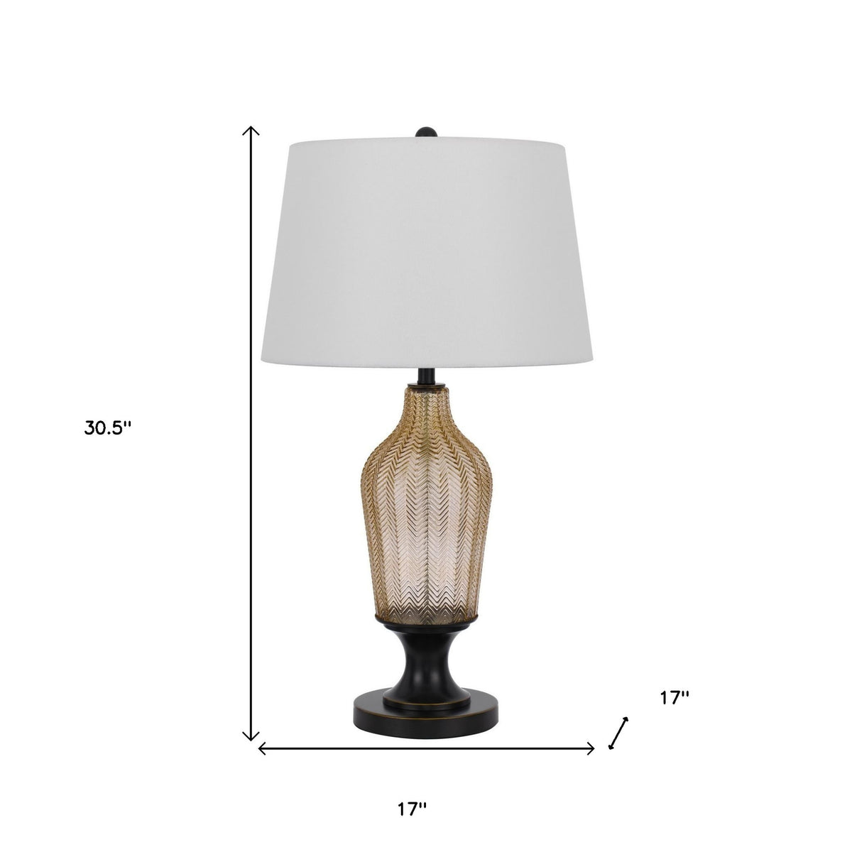 31" Bronze Glass Table Lamp With White Empire Shade