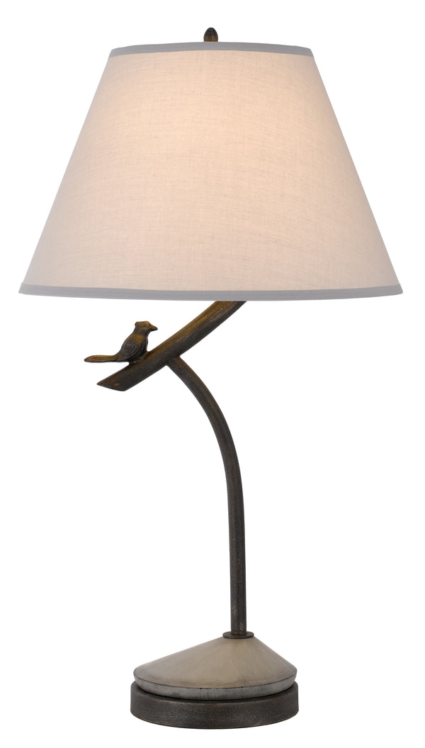 33" Charcoal Metal Novelty Table Lamp With Gray Empire Shade