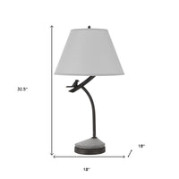 33" Charcoal Metal Table Lamp With Gray Empire Shade