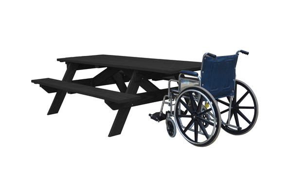 94" Charcoal Solid Wood Outdoor Picnic Table