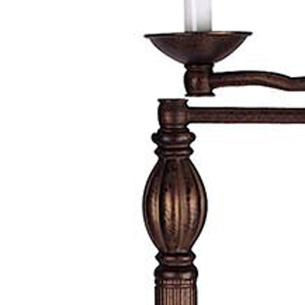 62" Rusted Swing Arm Floor Lamp With Champagne Bell Shade