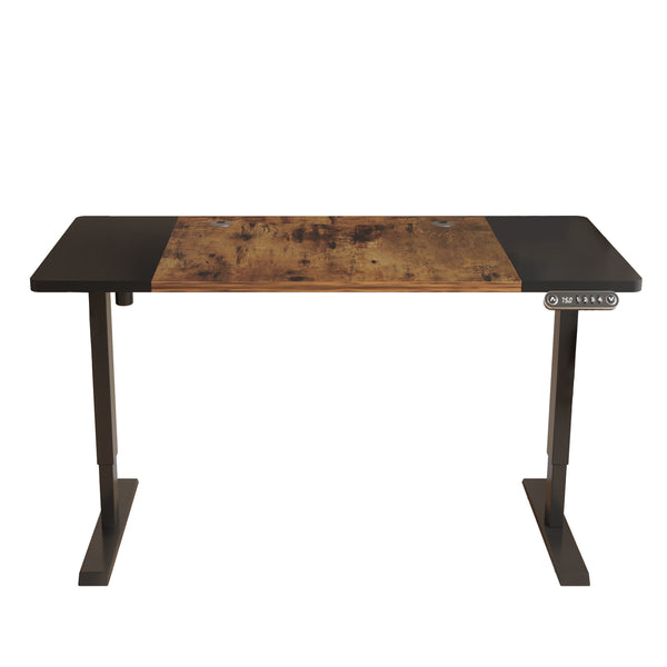 63" Adjustable Brown And Black And Black Standing Desk