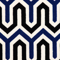 20" X 20" Blue and White Geometric Cotton Zippered Pillow