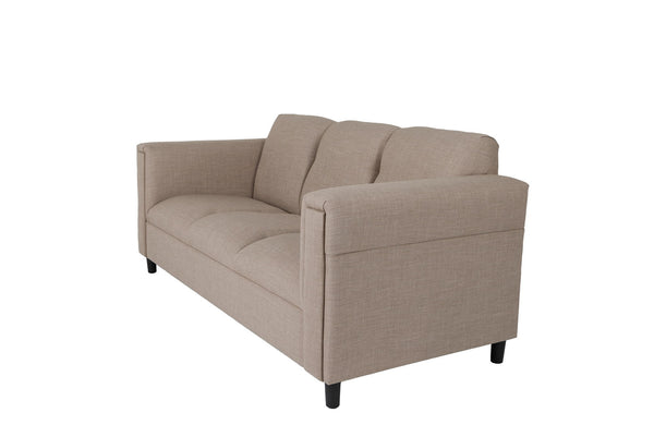 72" Beige And Black Polyester Sofa