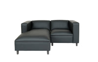 84" Black Faux Leather Sofa Chaise