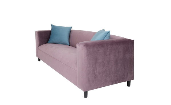 72" Lavender Velvet Sofa And Toss Pillows With Black Legs