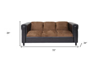 72" Brown Chenille Sofa With Black Legs