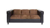 72" Brown Chenille Sofa With Black Legs