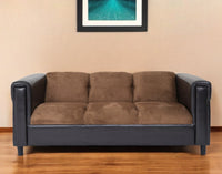 72" Brown Chenille Sofa With Black Legs