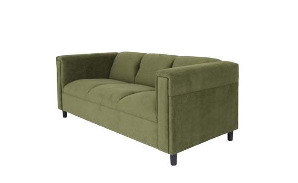 72" Moss Green Suede Sofa With Black Legs