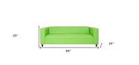 84" Green Faux Leather Sofa With Black Legs